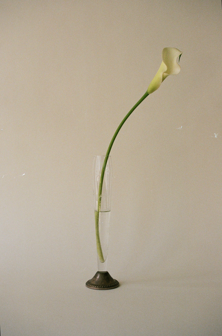 Vintage Glass Vase with Silverplate Footed Base
