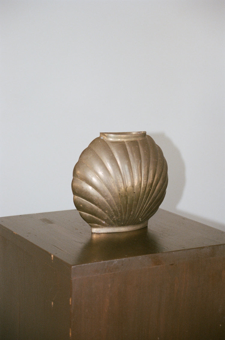 Patinated Brass Seashell Vase