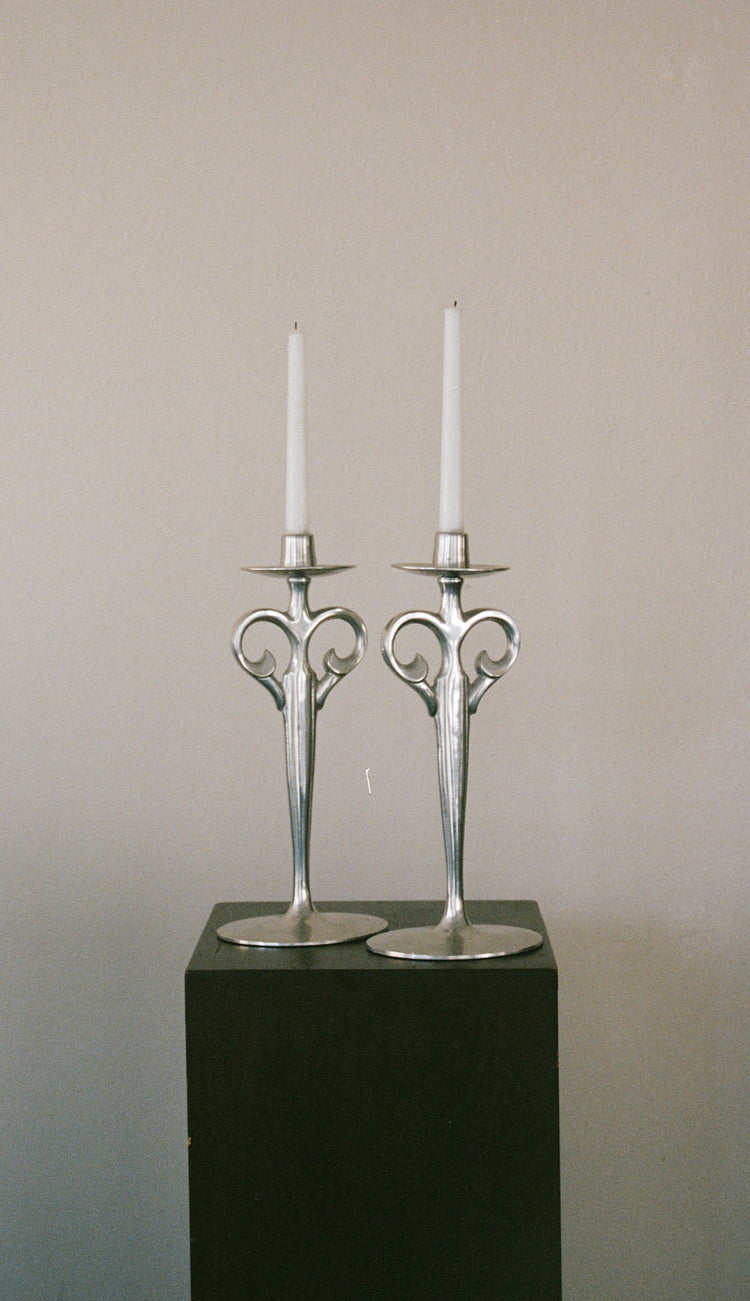 Pair of Aluminum Tall Candleholders