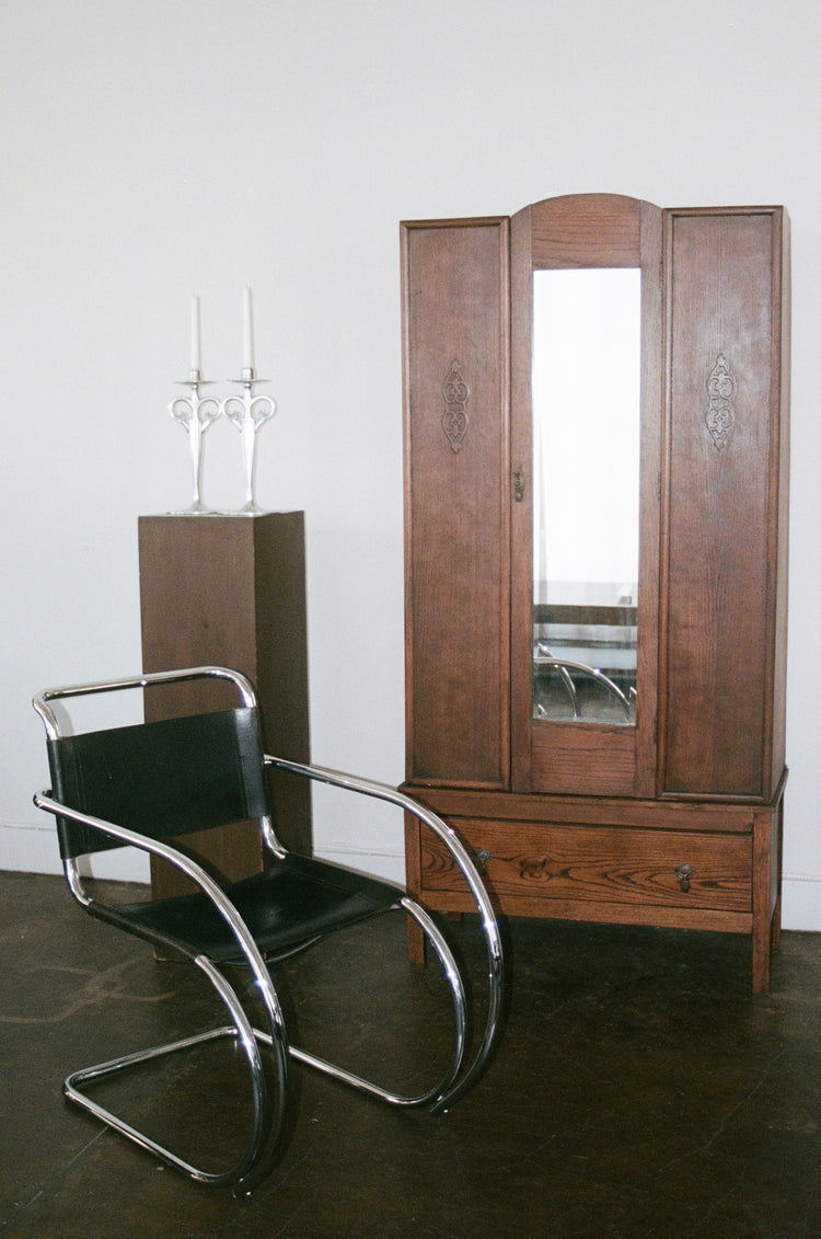 Antique Oak Wardrobe with Mirror