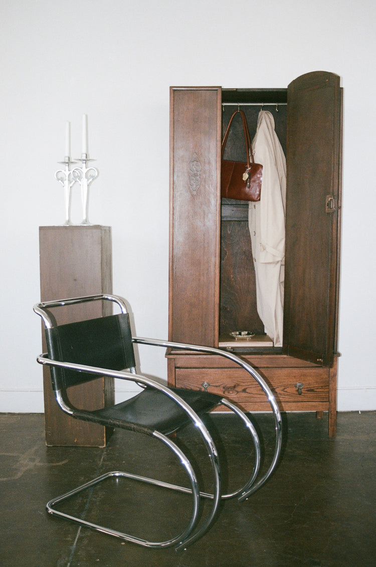Antique Oak Wardrobe with Mirror