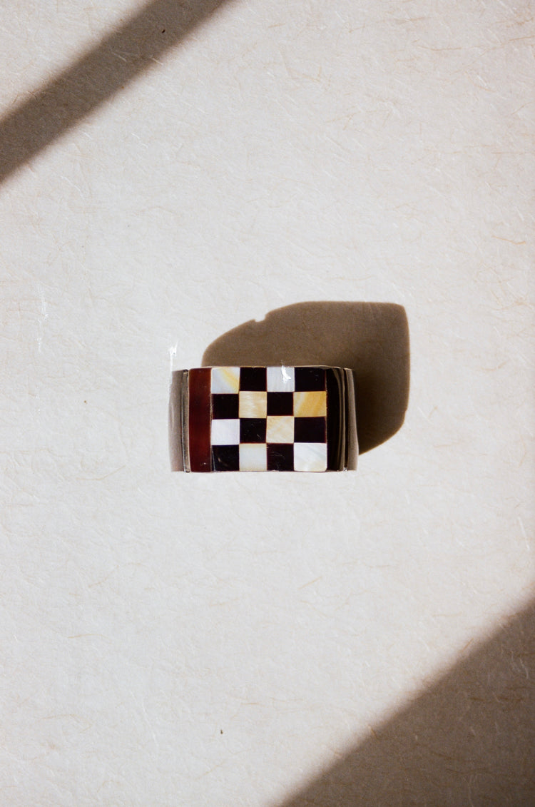 Checkered Mother of Pearl Cuff Bracelet