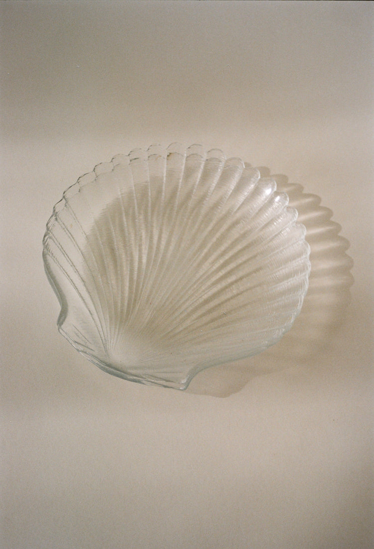 A Pair of Seashell Motif Glass Dishware