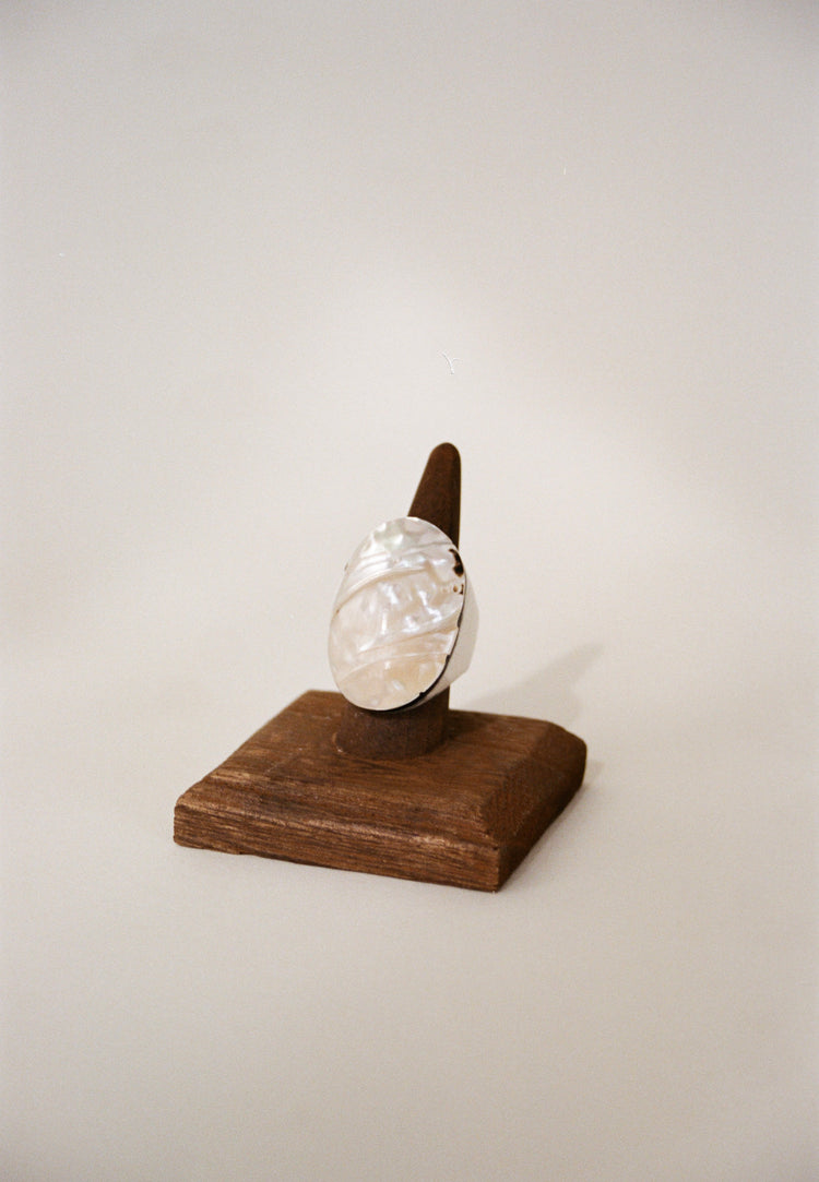 Artisanal Natural Shell and Horn Ring