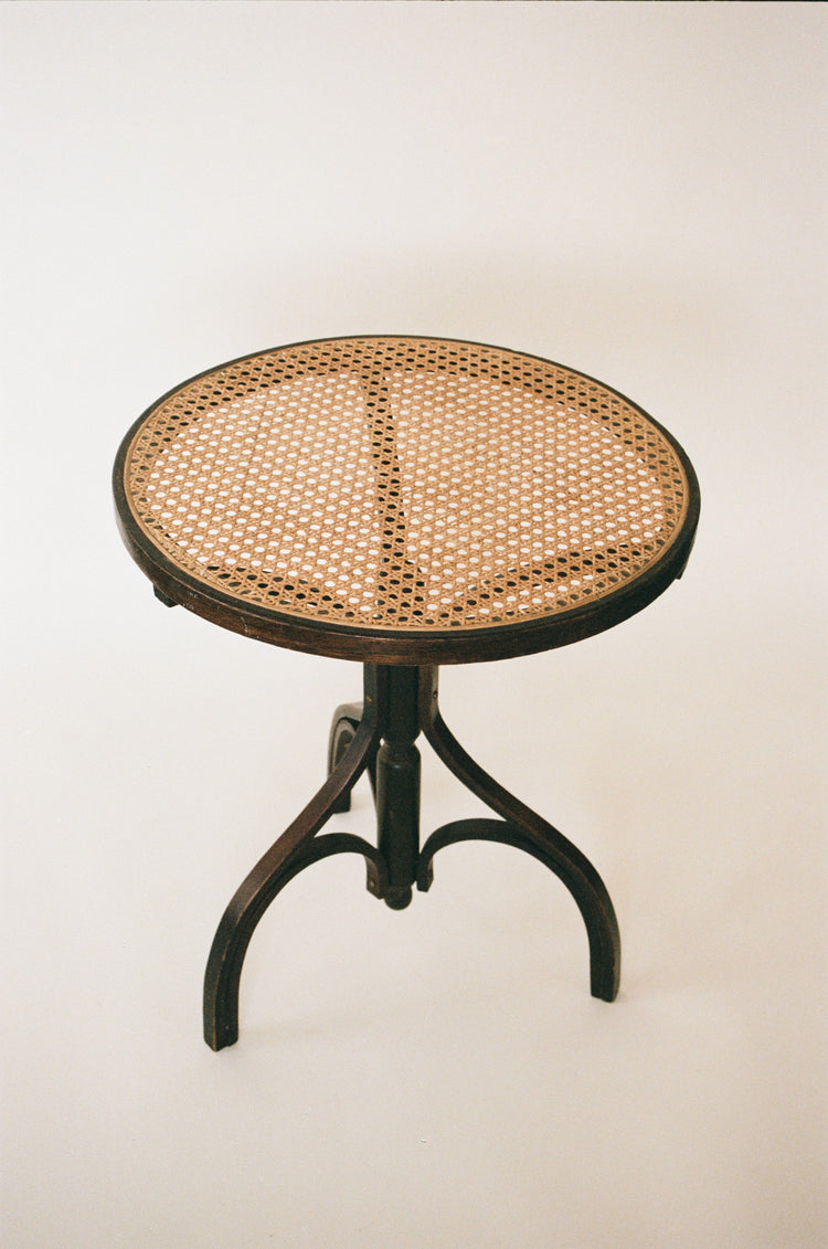 Vintage Bentwood Round Cane Accent table