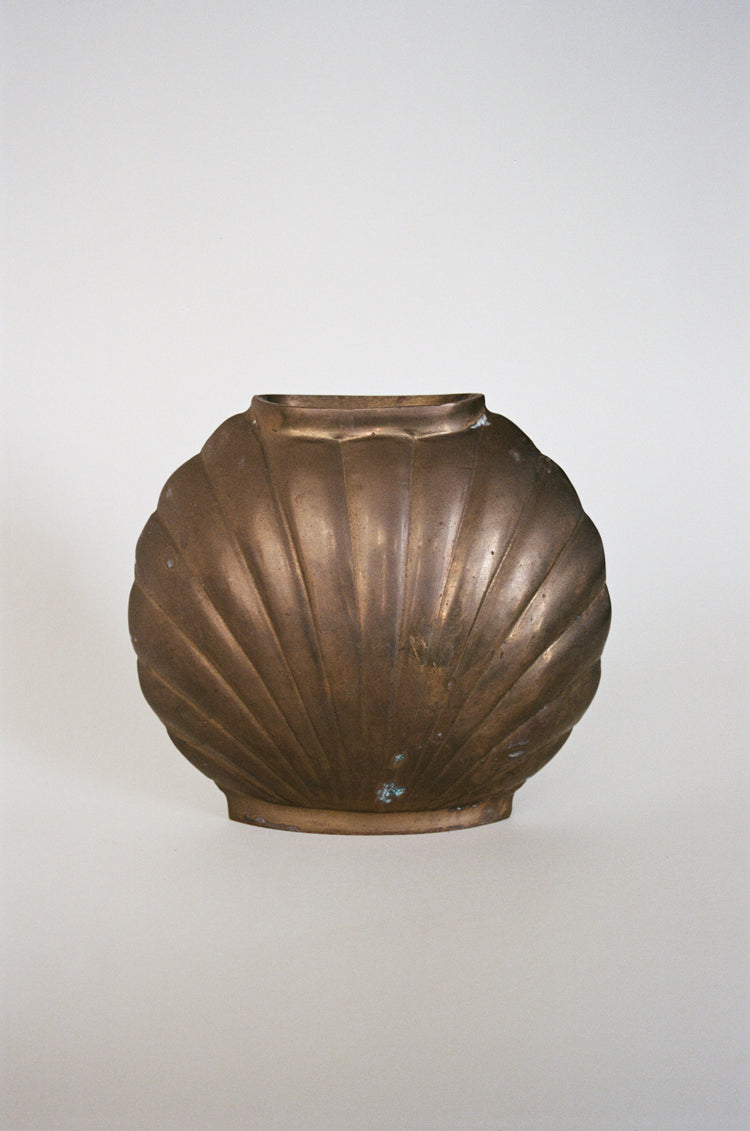 Patinated Brass Seashell Vase