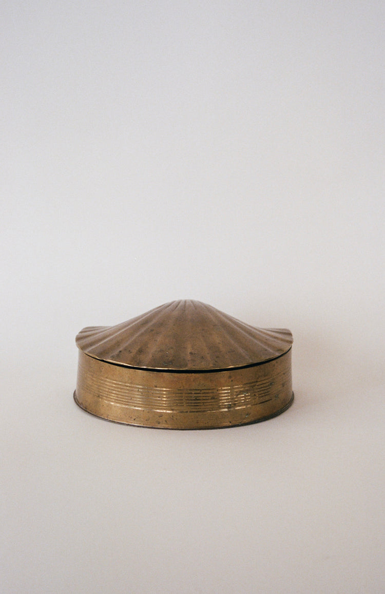 Vintage Brass Shell Trinket Box