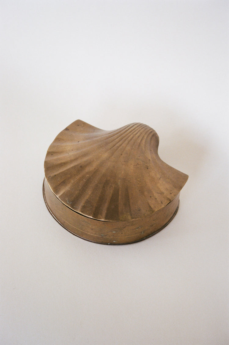 Vintage Brass Shell Trinket Box