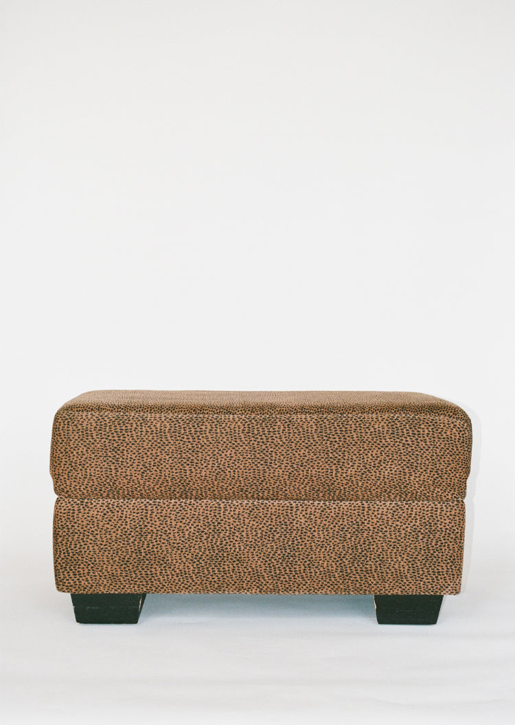 Leopard Print Ottoman with Block Legs