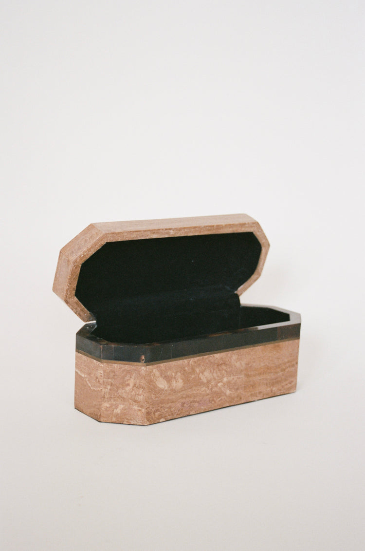 Vintage Tessellated Stone Octagonal Keepsake Box