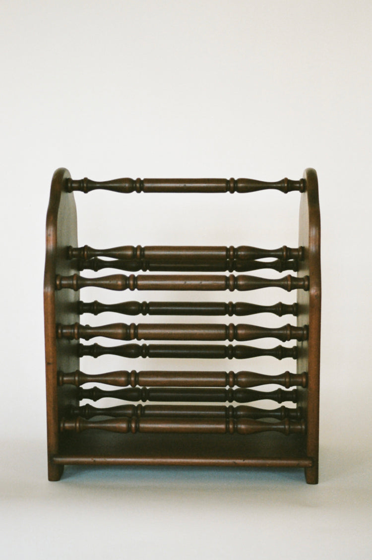 Vintage Turned Spindle Wood Magazine Rack
