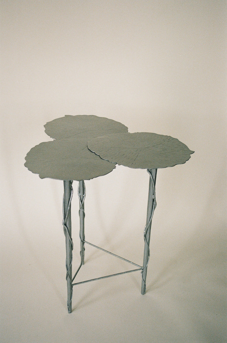 Vintage Sculptural Iron Lily Pad Side Table
