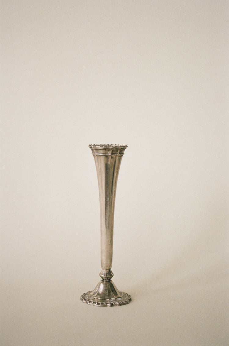 Vintage Petite Silverplate Bud Vase with Ornate Detail