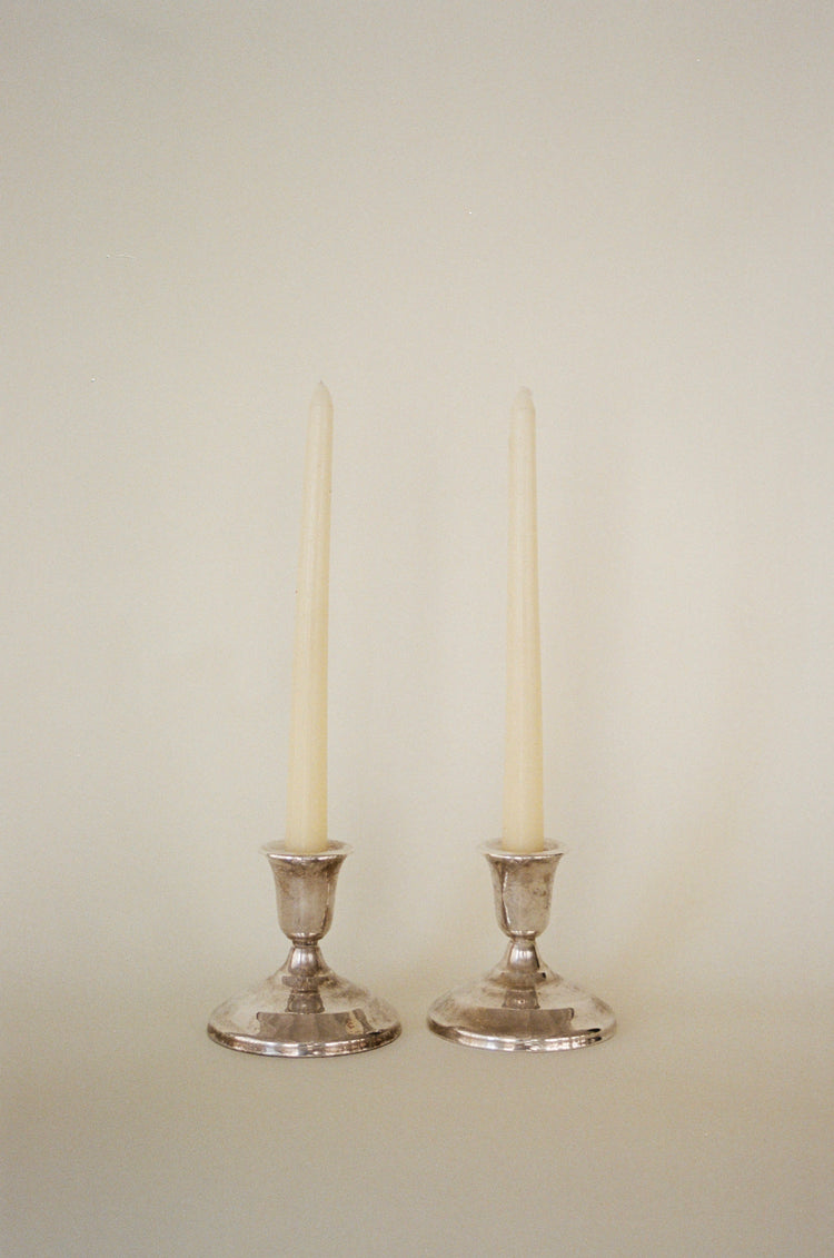 Pair of Vintage Silverplate Taper Candle Holders