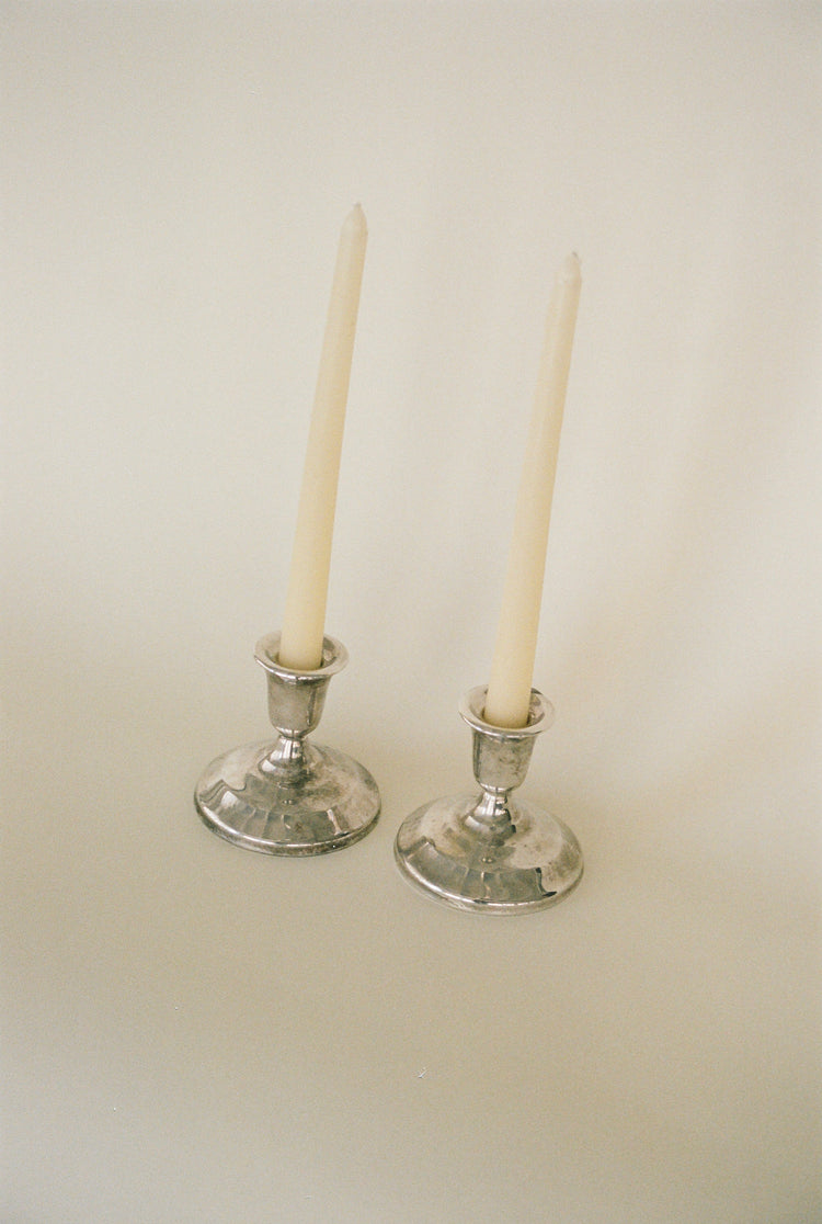Pair of Vintage Silverplate Taper Candle Holders