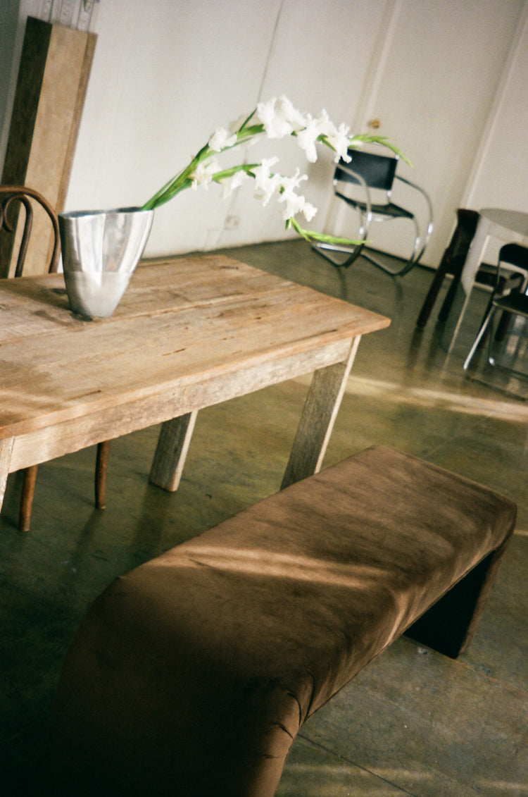 Vintage Chocolate Brown Waterfall Bench