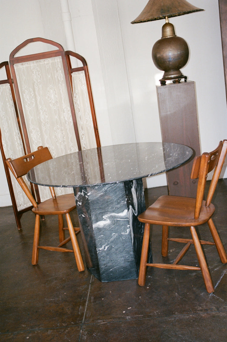 Set of Two Antique Wood Dining Chairs