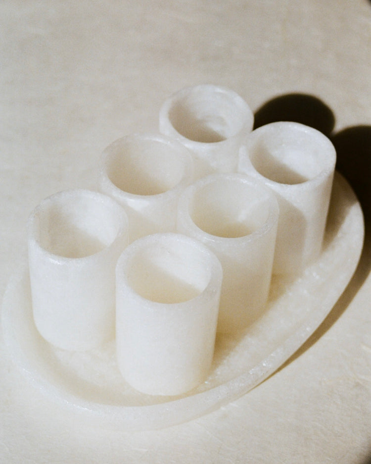 Handcrafted Onyx Shot Glass Set with Tray