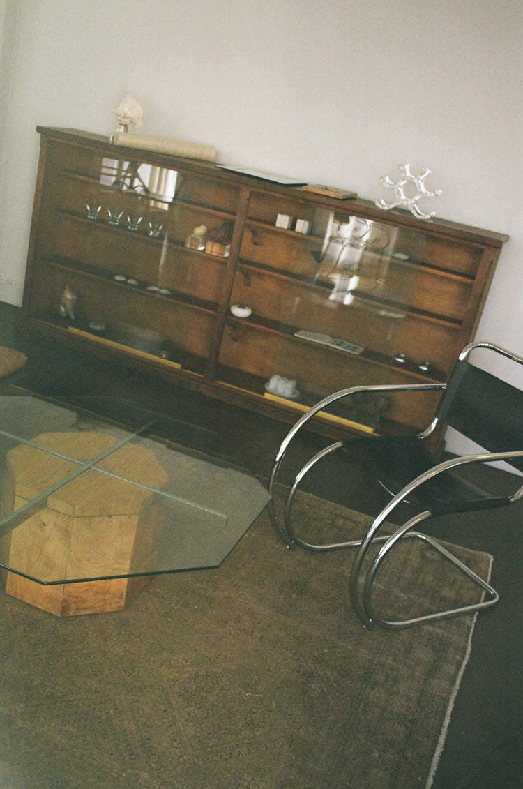 Antique Wood and Sliding Glass Display Case