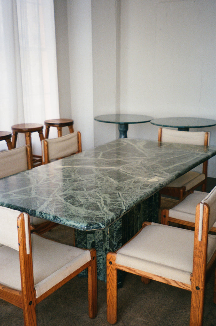 Vintage Italian Green Marble Dining Table