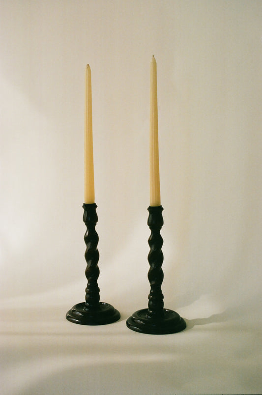Pair Of Antique Barley Twist Candlestick Holders