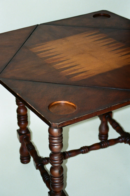 Folding Backgammon & Chess Table with Cup Holders