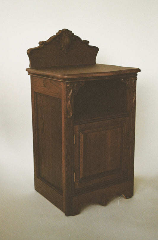 Pair of Vintage Carved Wood Nightstands, Newly Refinished