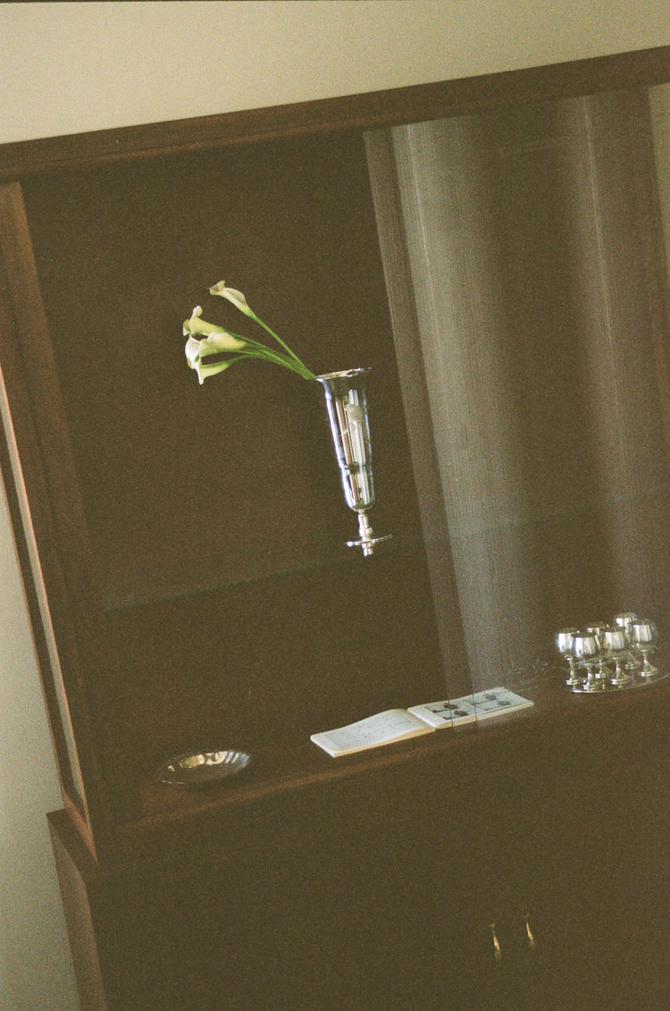 Art-Deco Influenced Display Cabinet with Etched Sliding Glass Doors