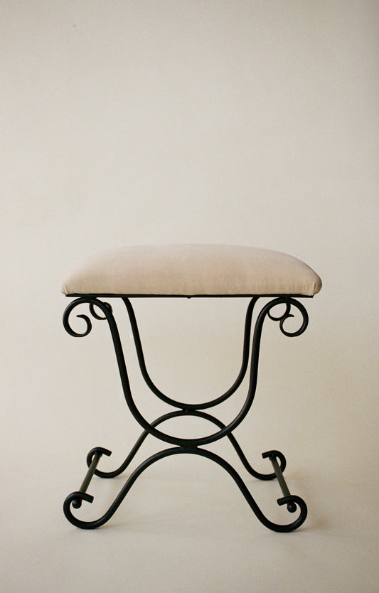 Pair of Curule-Style Iron Stools