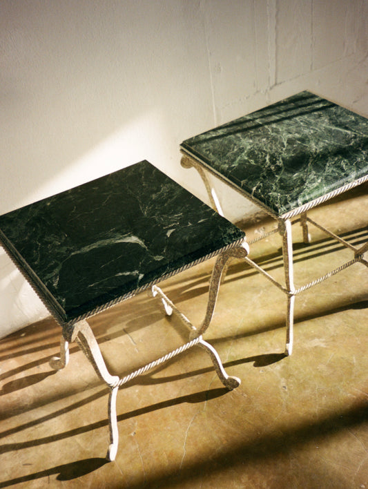 Pair of Verde Indio Marble End Tables