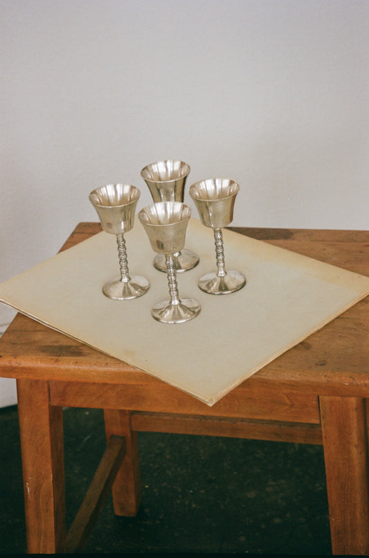 Vintage Set of Four Silver Plated Goblets