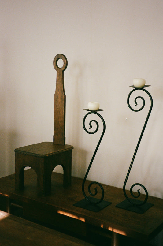 Pair of Metal Floor Candle Holders