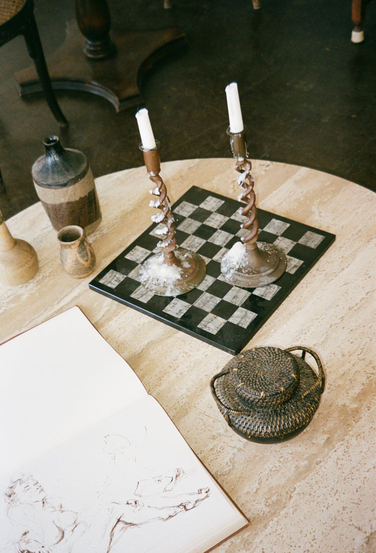 Black and Gray Marble Chess Board