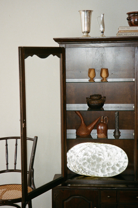 Antique Wood Display Cabinet with Skeleton Key