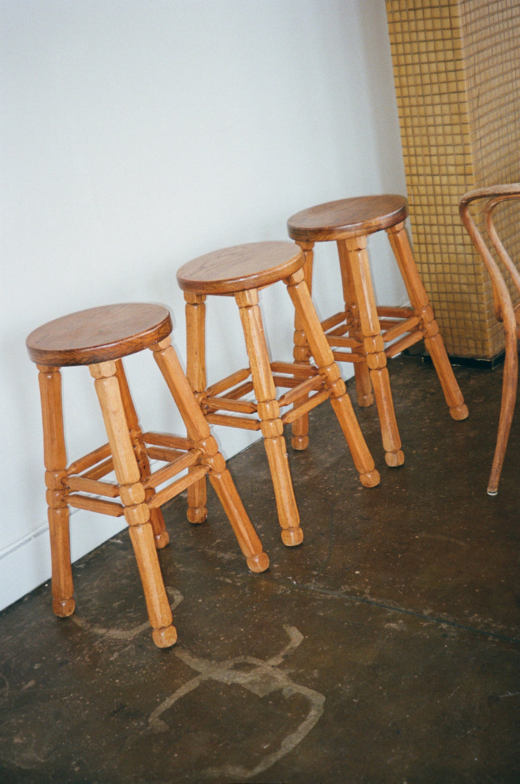 Vintage Oak Barstools Set of 3