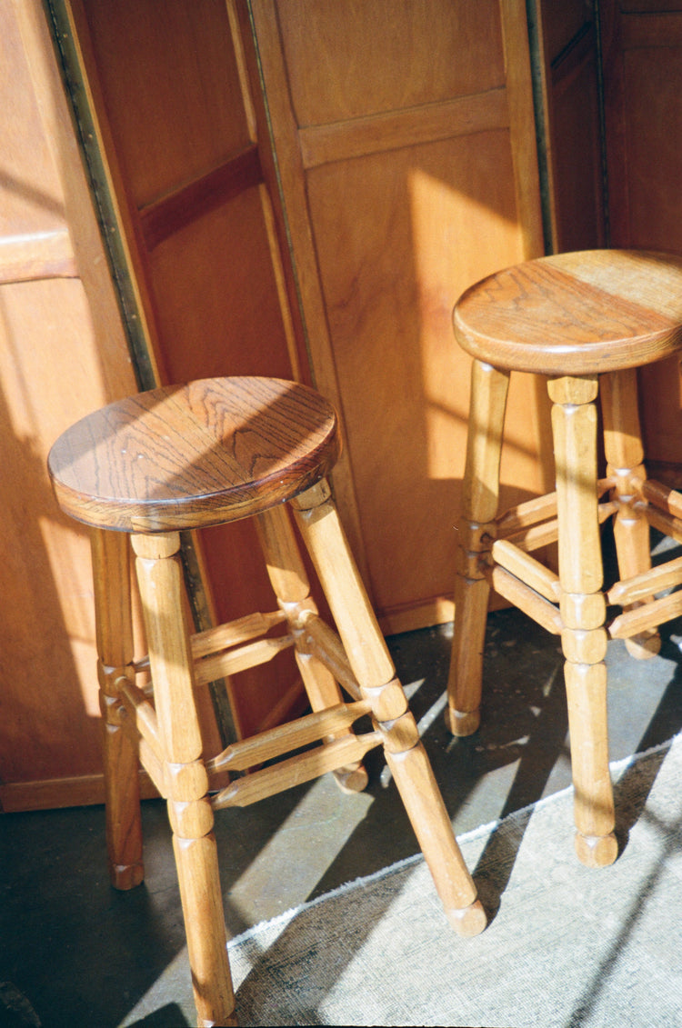 Vintage Oak Barstools Set of 3