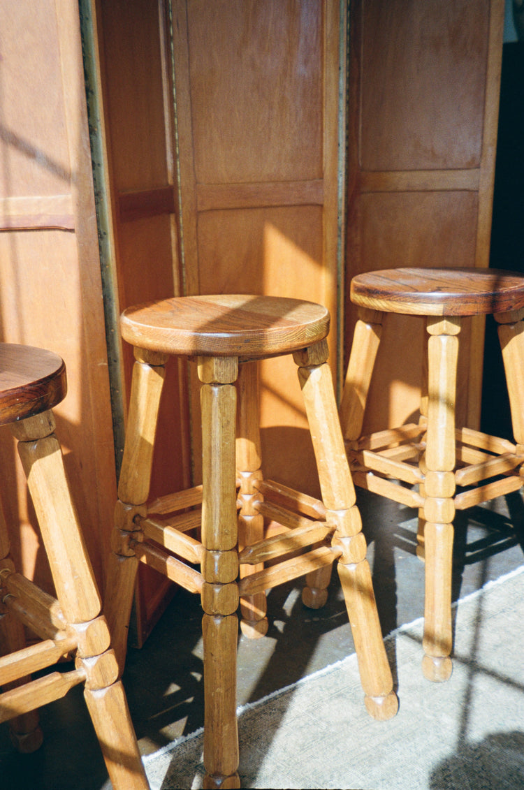 Vintage Oak Barstools Set of 3