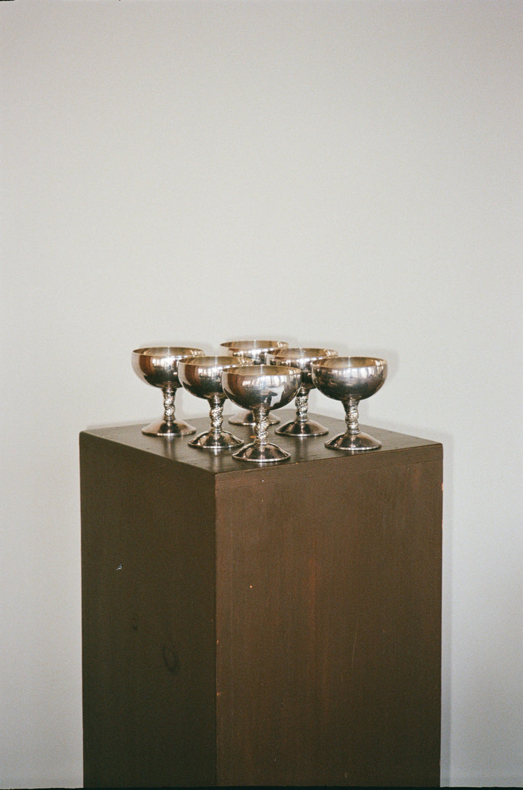 Vintage Set of 6 Silver Plated Goblets