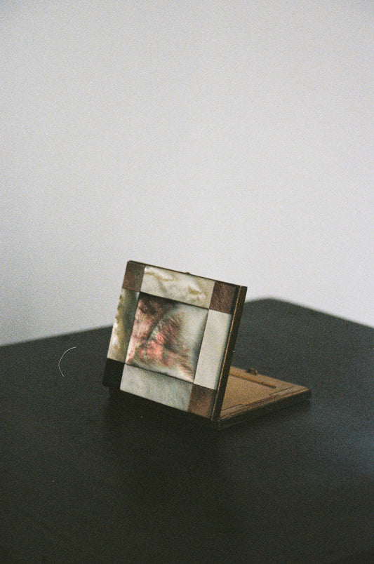 Antique Mother of Pearl Compact Case with Mirror