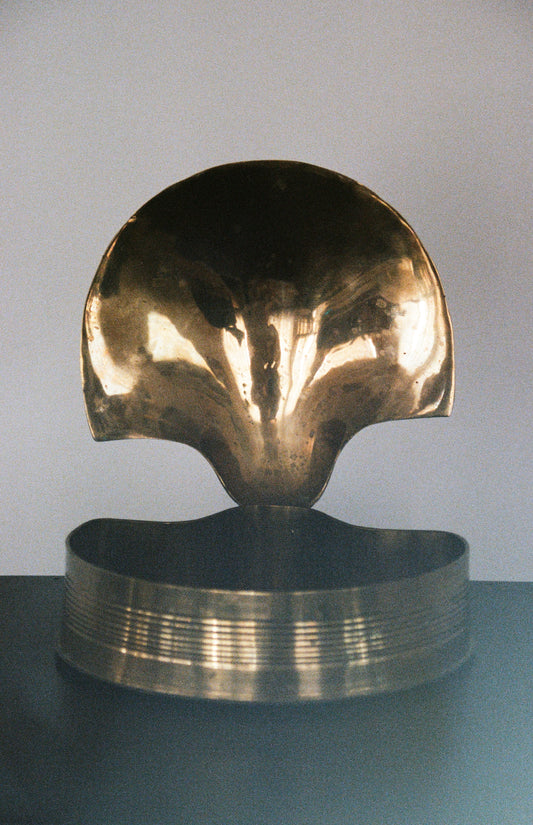 Vintage Brass Scallop Lidded Trinket Box