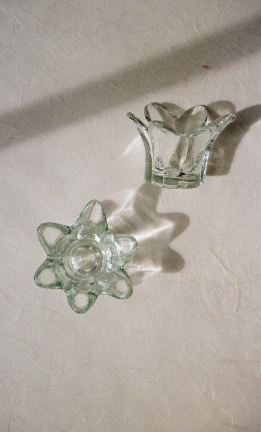 Pair of Petite Floral Motif Candle Holders