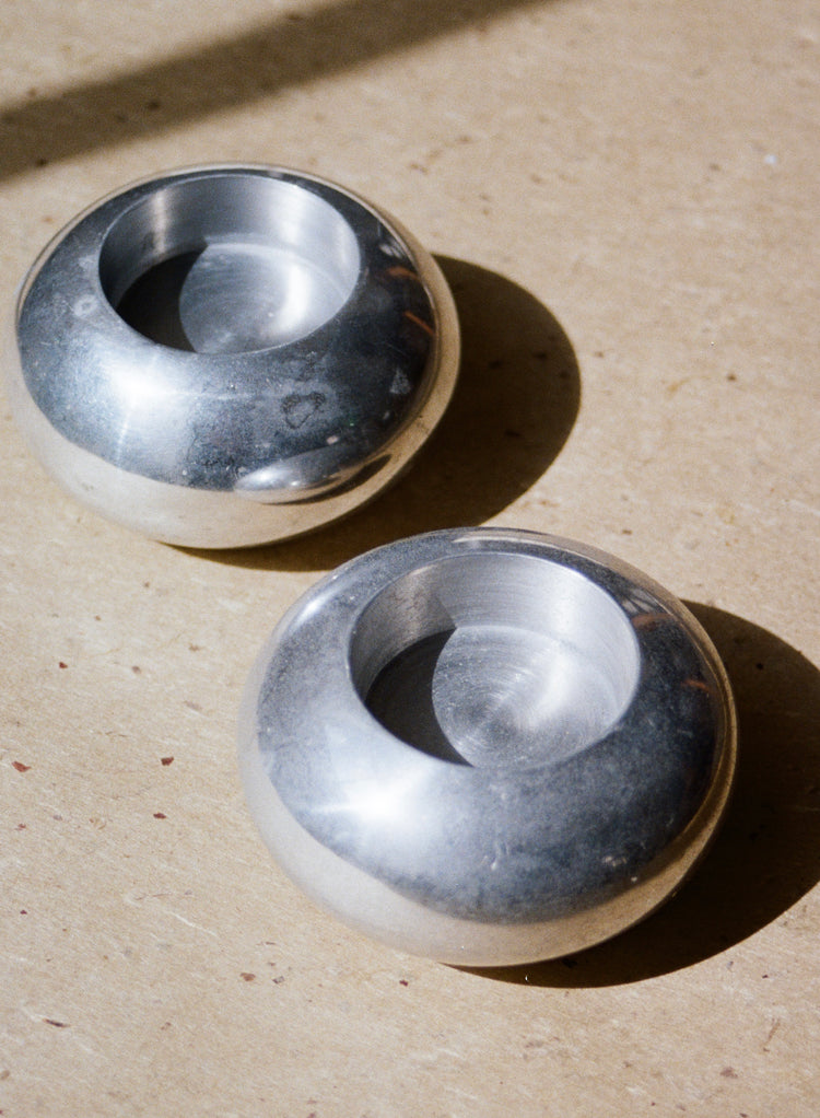 Pair of Aluminum Tea Light Candle Holders