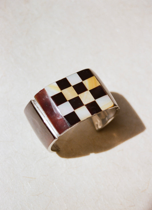 Checkered Mother of Pearl Cuff Bracelet