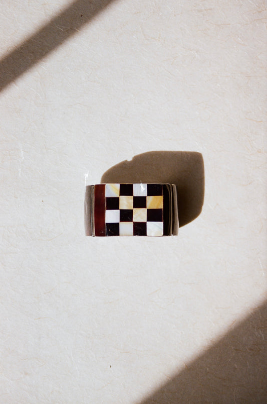 Checkered Mother of Pearl Cuff Bracelet