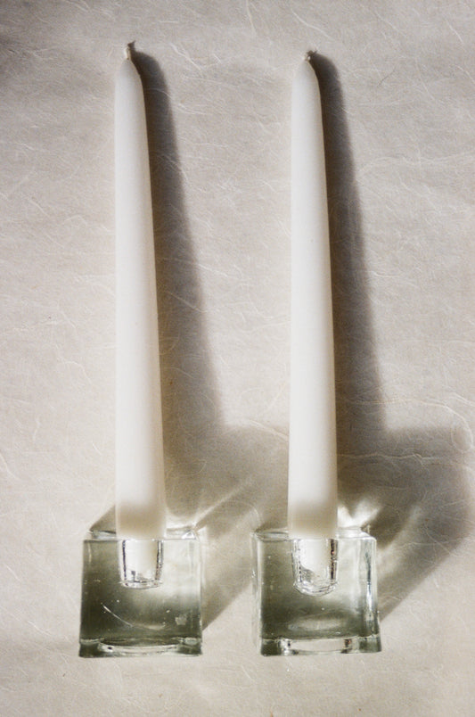 Pair of Glass Block Candle Holders