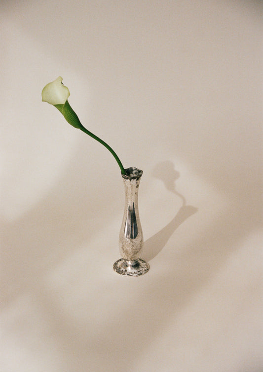 Petite Scalloped Bud Vase with Patina