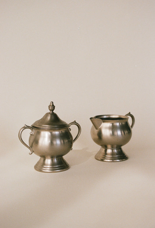 F.B. Rogers Pewter Cream and Sugar Set