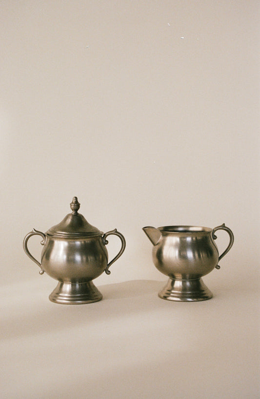 F.B. Rogers Pewter Cream and Sugar Set