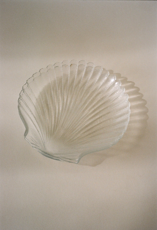 A Pair of Seashell Motif Glass Dishware
