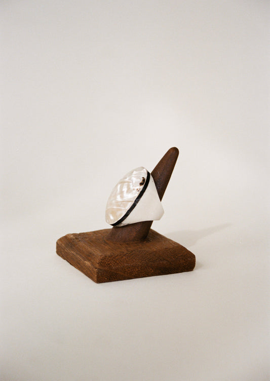 Artisanal Natural Shell and Horn Ring